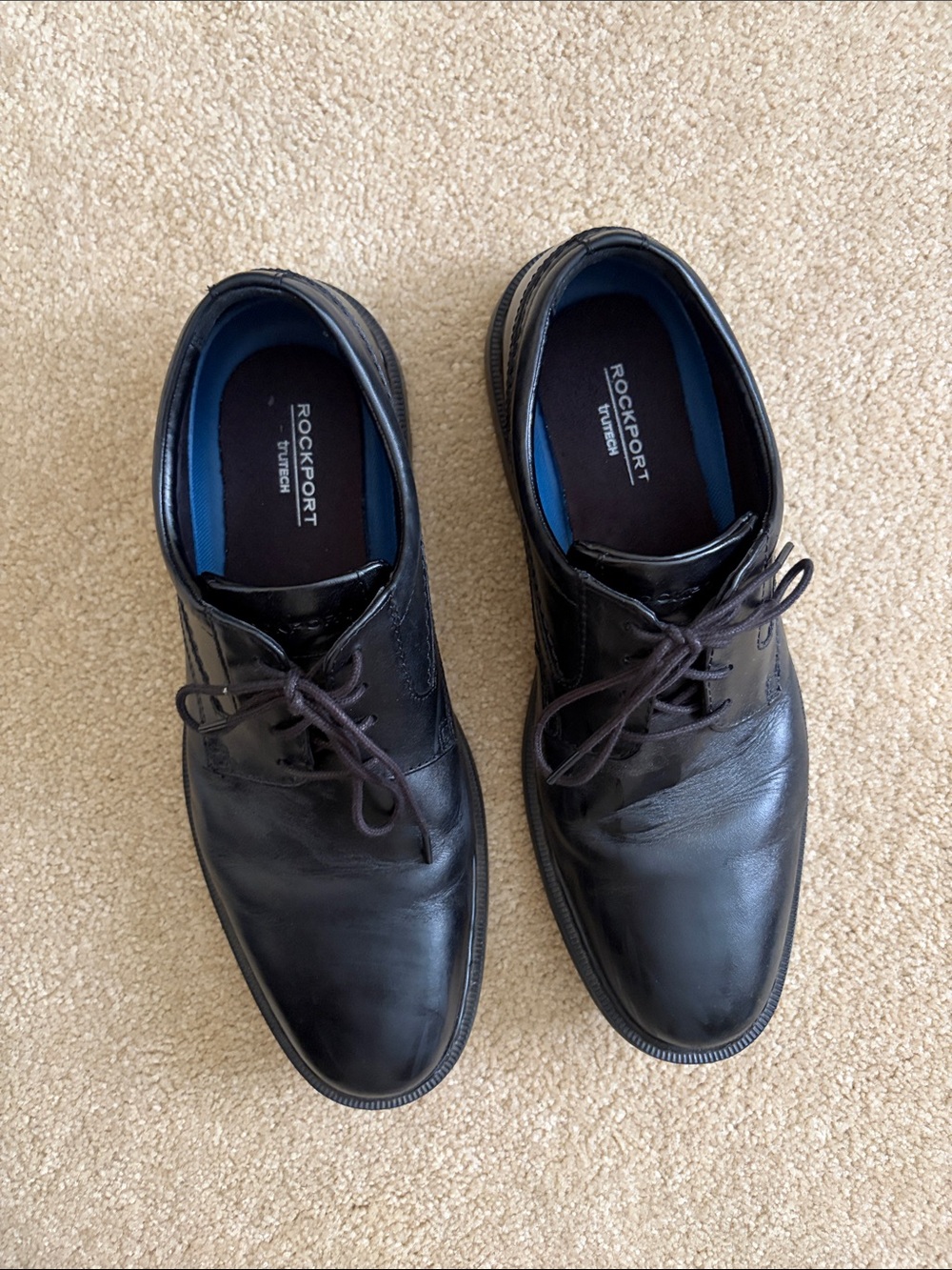 Rockport Black Leather Lace-Up Oxfords
